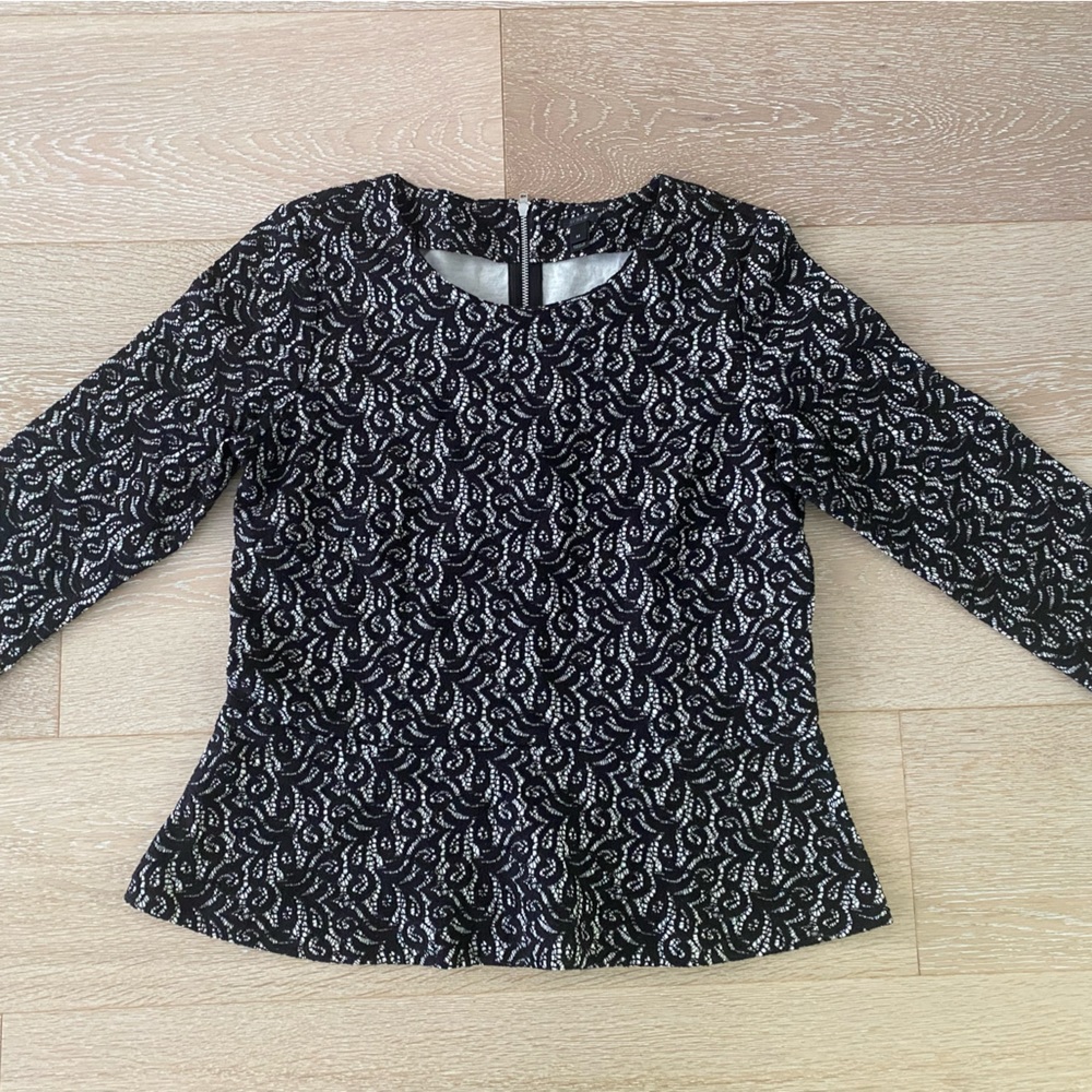JCREW Black lace peplum top